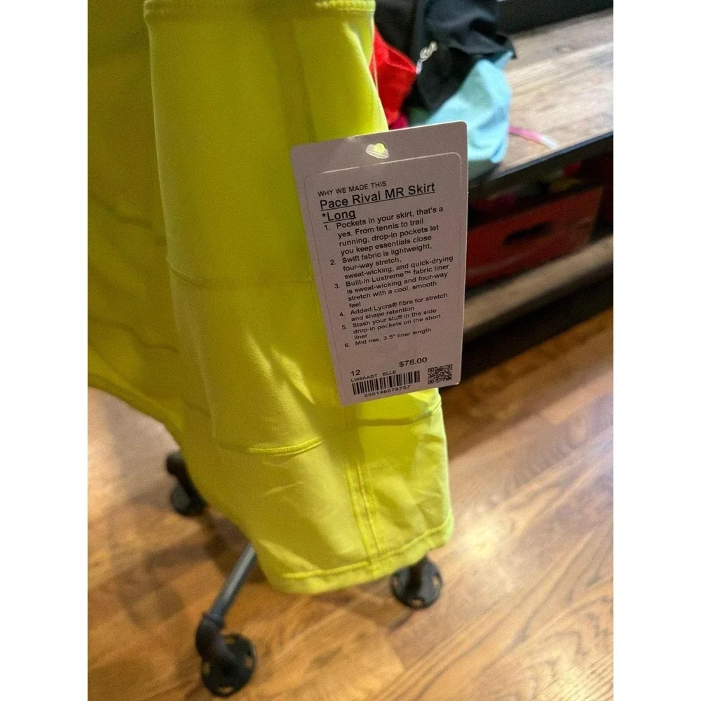 Lululemon Pace Rival Mid-Rise Skirt in the vibrant yellow 12 nwt